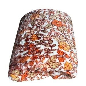 Autumn Floral Retro Orange 5x6 ft Oversized Fall Throw Blanket The Big One NEW